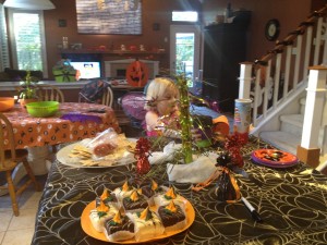 Rachel helping set up the kitchen decorations